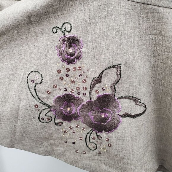 Laundry by Shelli Segal‎ Women's Tan Crosshatch Embroidered Flared Hem Skirt 0 - Picture 3 of 6